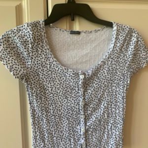 Brandy Melville button down short sleeve top with flower petals
